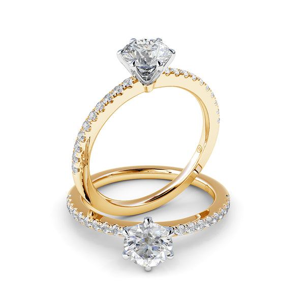 Hannah Six Claw Diamond Accented Solitaire Engagement Ring