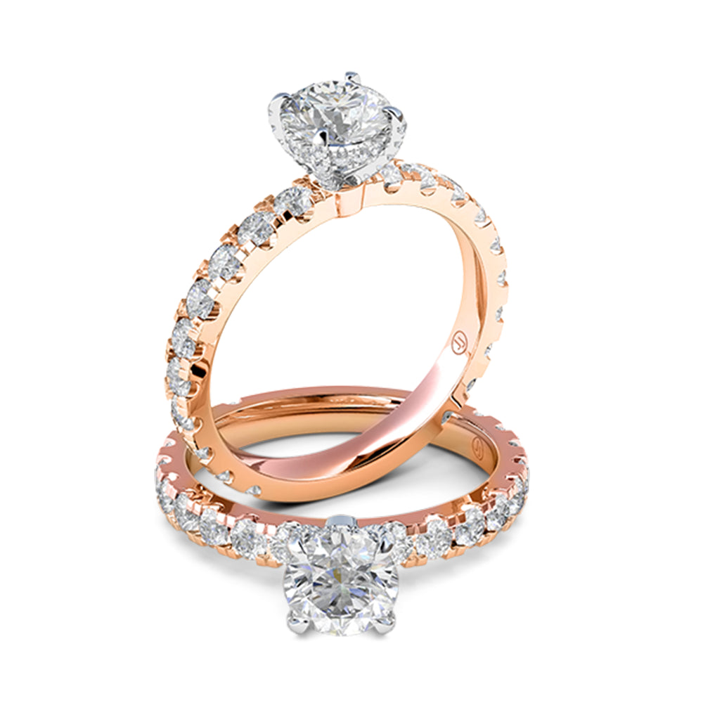 Sydney Four Claw Diamond Accented Solitaire Engagement Ring