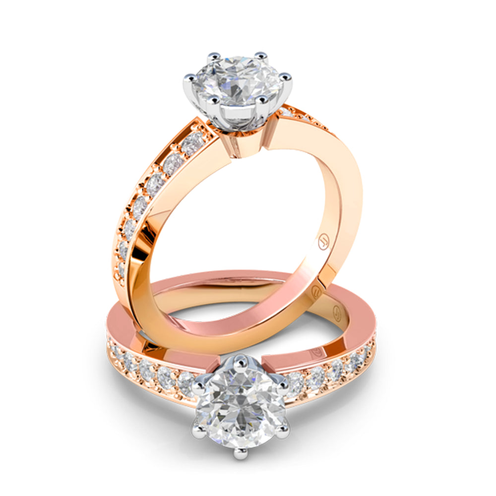 Carrie Six Claw Diamond Accented Solitaire Engagement Ring