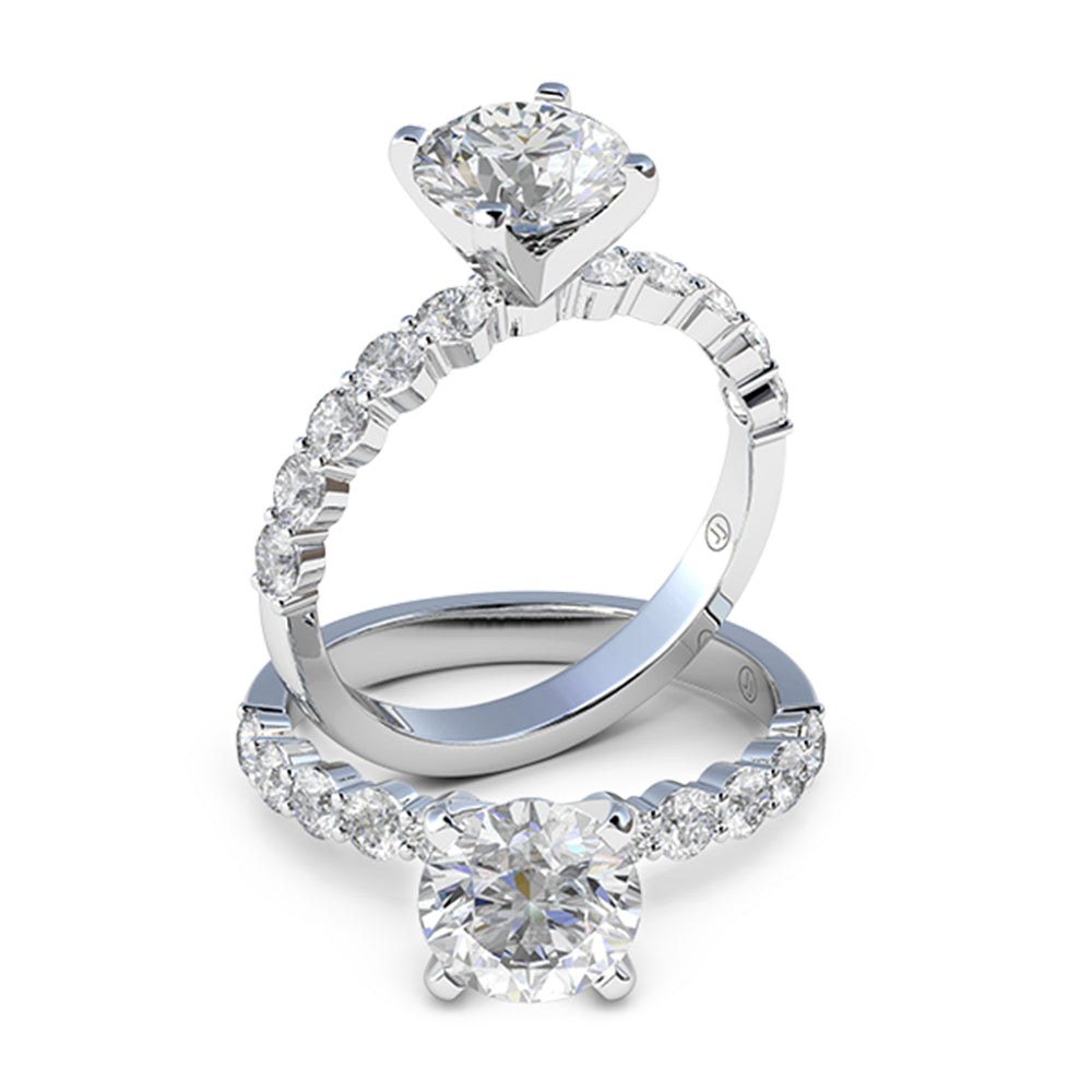 Electra Four Claw Diamond Accented Solitaire Engagement Ring