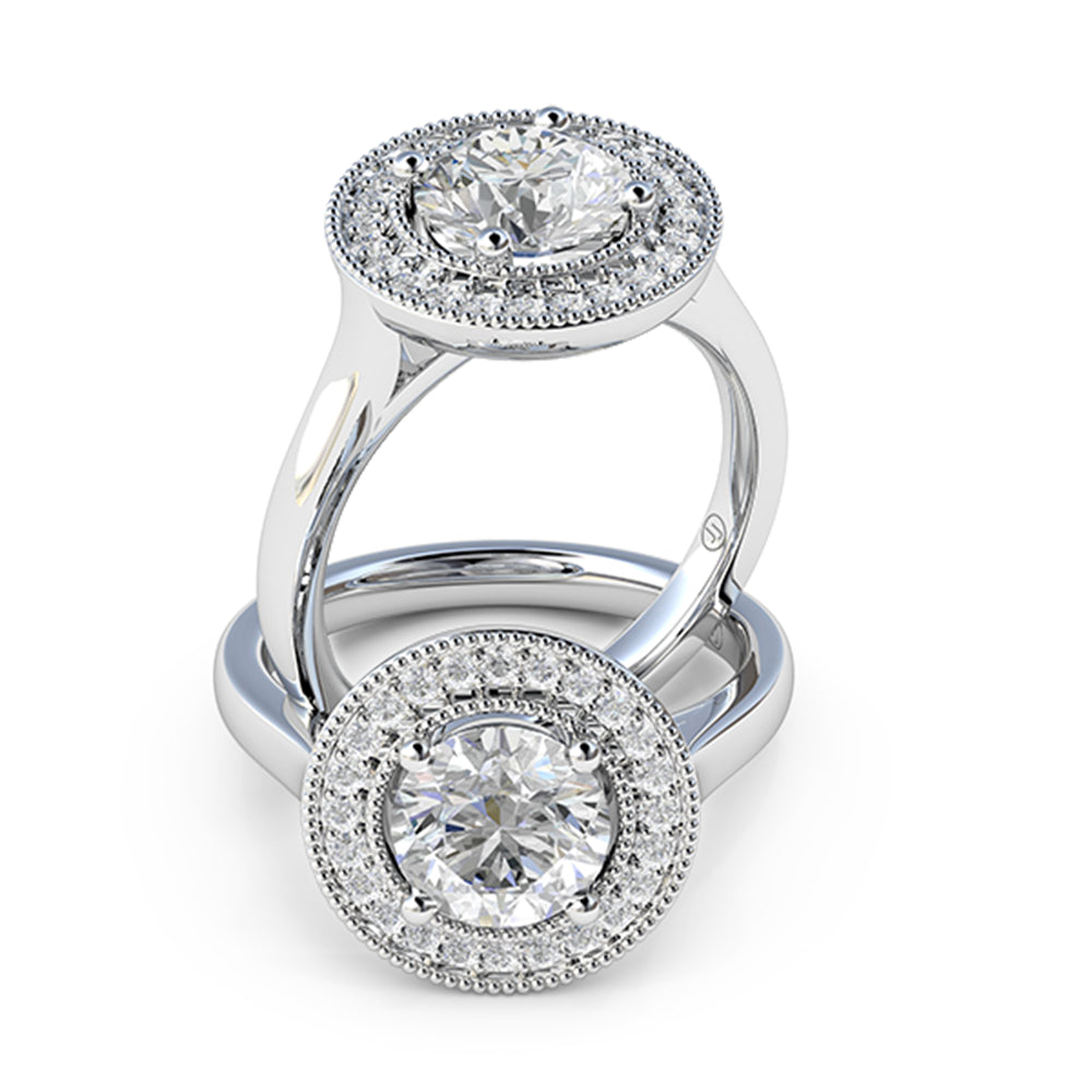 Thalia Vintage-Inspired Diamond Halo Engagement Ring