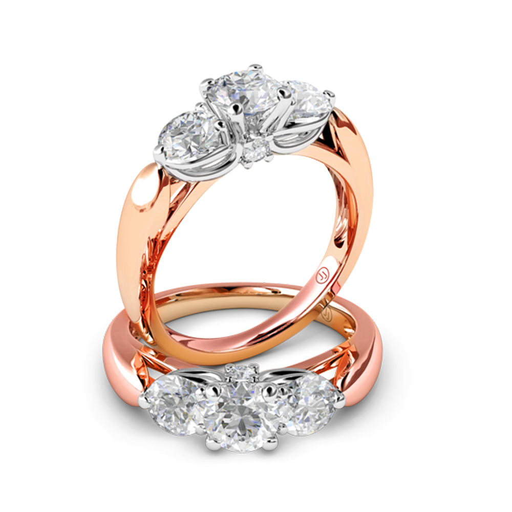 Dianna Four Claw Diamond Trilogy Engagement Ring