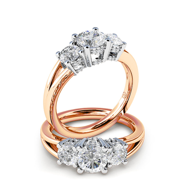 Cynthia Four Claw Diamond Trilogy Engagement Ring