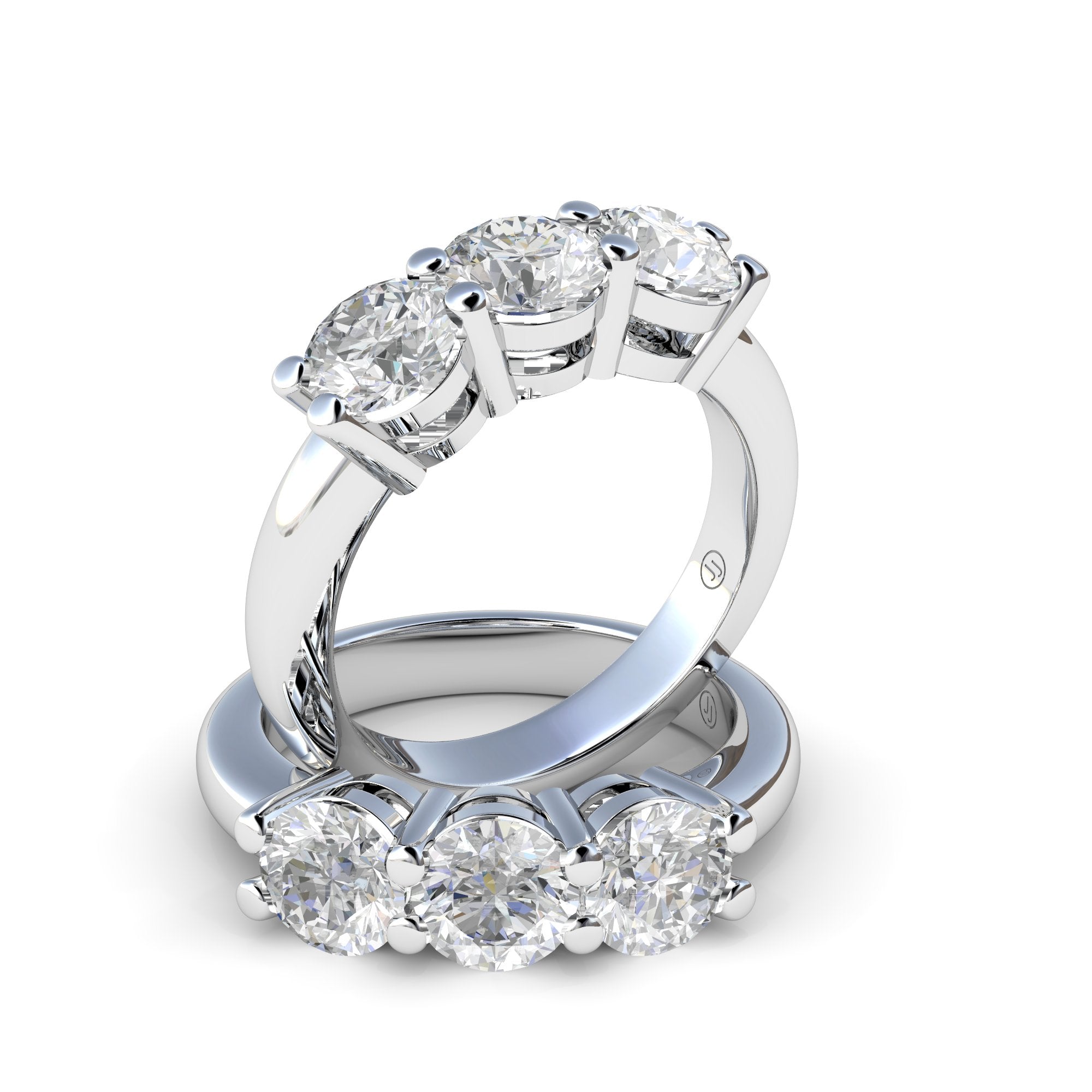 Madeline Shared-Claw Diamond Trilogy Engagement Ring