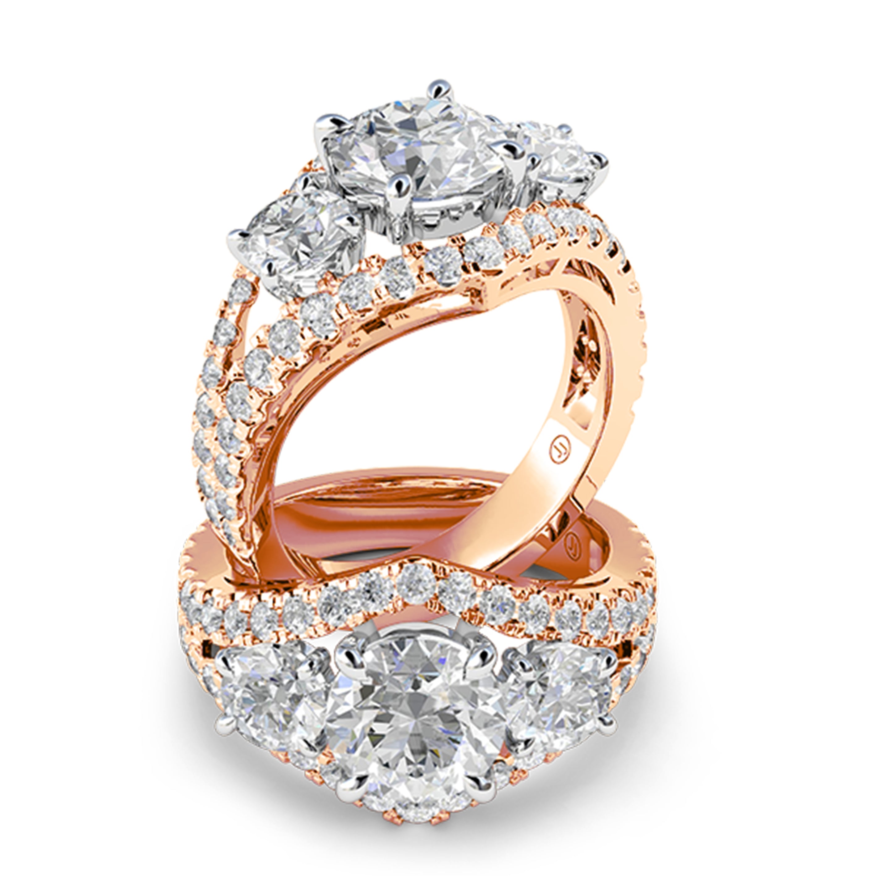 Catalina 3-Row Diamond Trilogy Ring