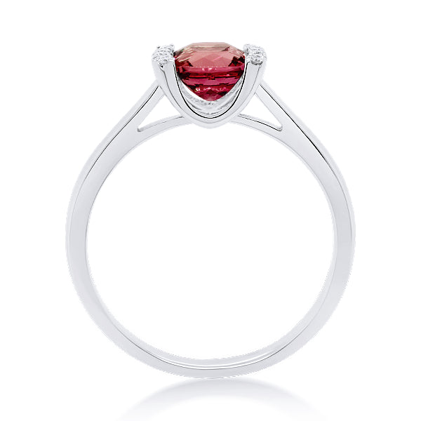 9ct Cushion-Cut Garnet & Diamond Ring