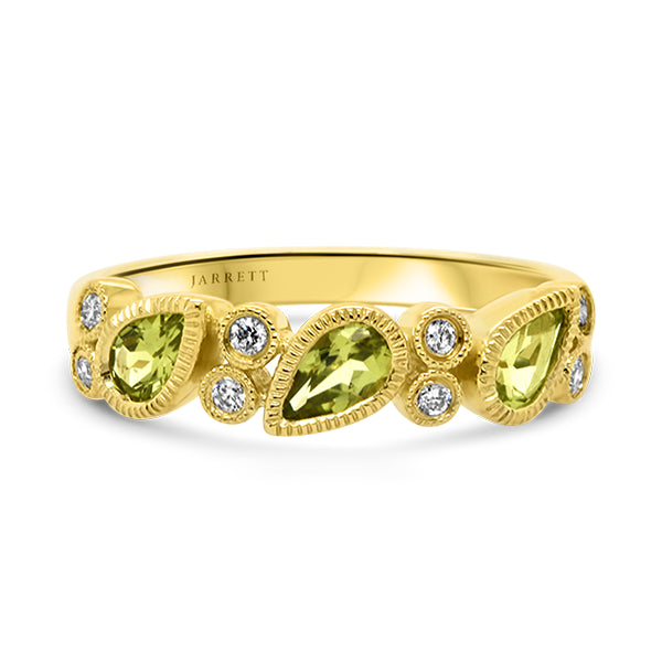9ct Vintage-Inspired Natural Peridot & Diamond Band