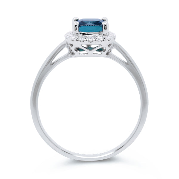 9ct Cushion-Cut Teal-Blue Tourmaline & Diamond Ring