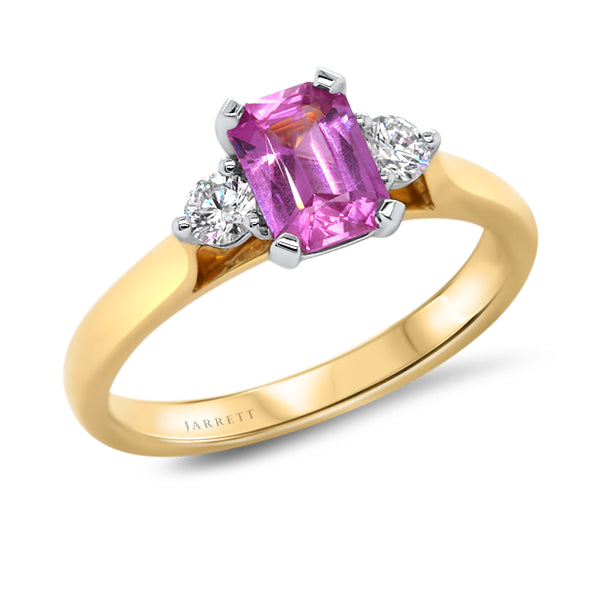 18ct Natural Pink Sapphire & Diamond Ring