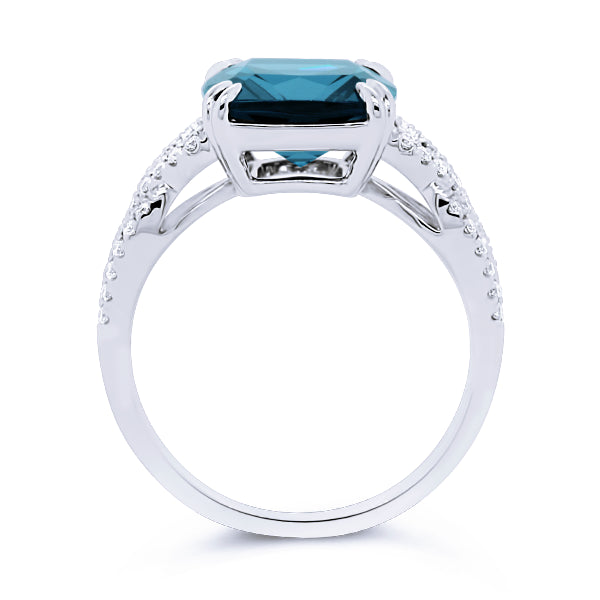 9ct London-Blue Topaz & Diamond Ring