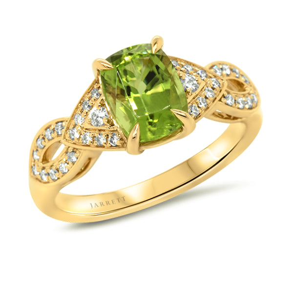 9ct Natural Peridot & Diamond Ring