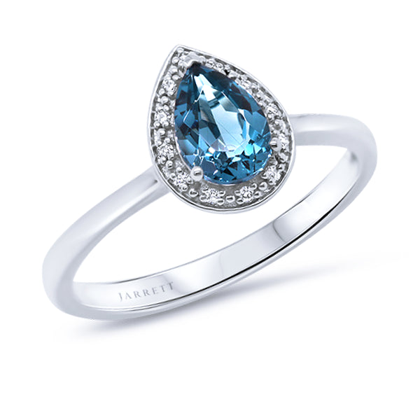 9ct Pear London-Blue Topaz & Diamond Ring