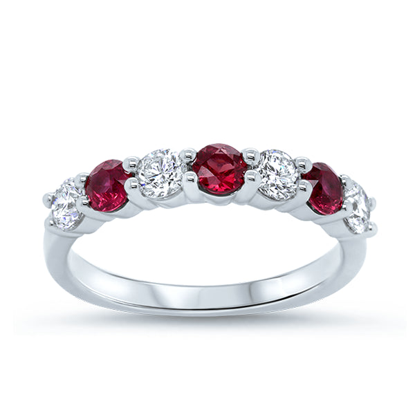 18ct Natural Ruby & Diamond Band