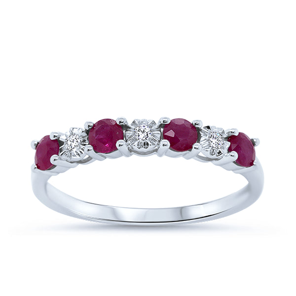 9ct Natural Ruby & Diamond Band