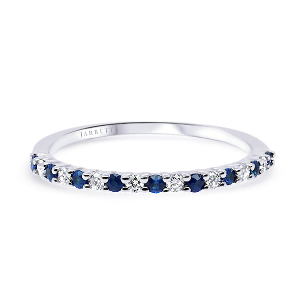 Natural Ceylon-Blue Sapphire & Diamond Band in 18ct Gold