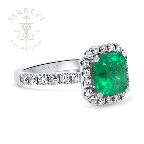 18ct Certified Columbian Emerald & Diamond Ring