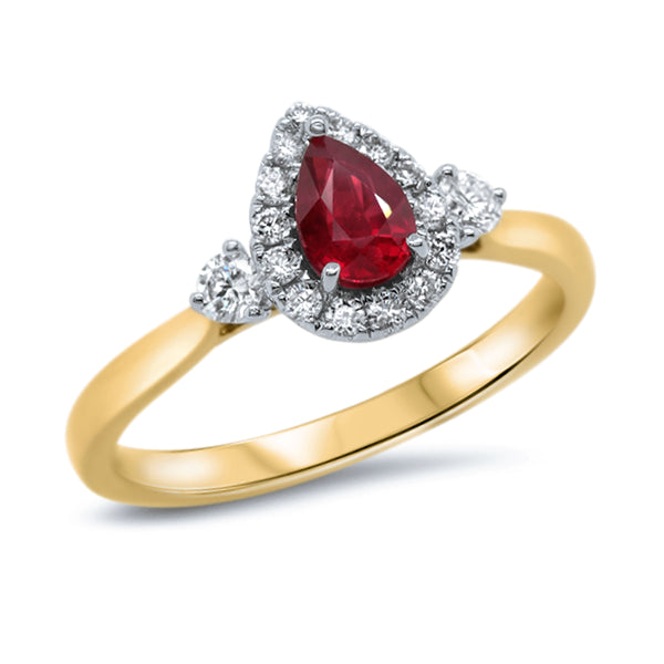 9ct Pear-Shape Ruby & Diamond Ring