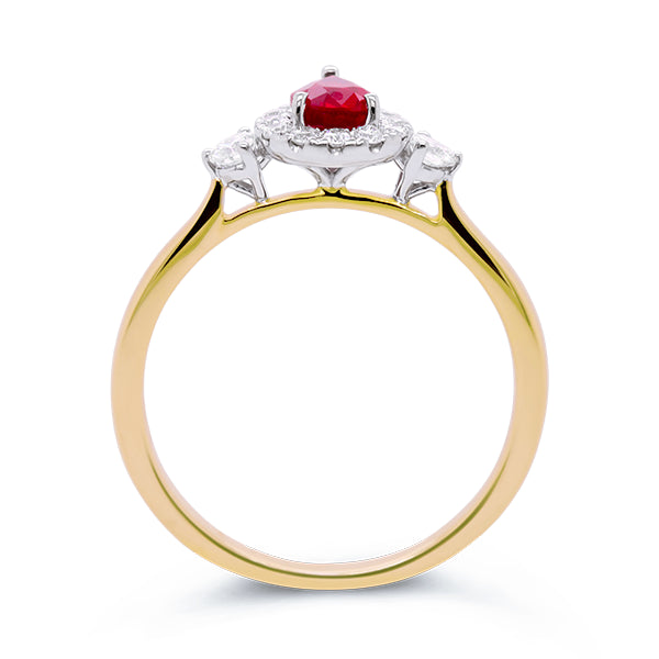 9ct Pear-Shape Ruby & Diamond Ring