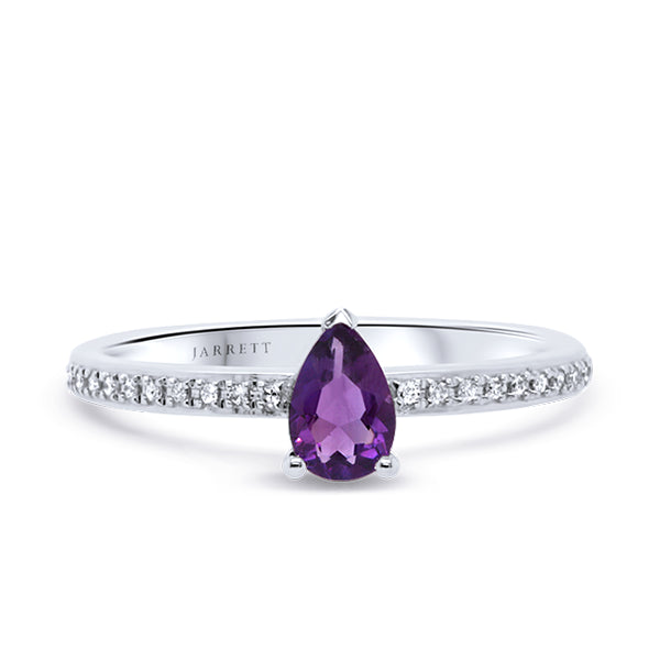 9ct Amethyst & Diamond Ring