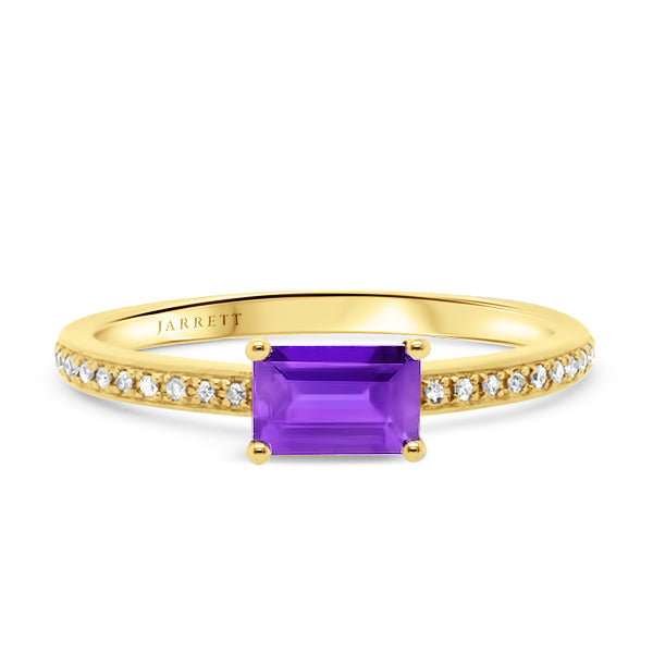 9ct Amethyst & Diamond Ring