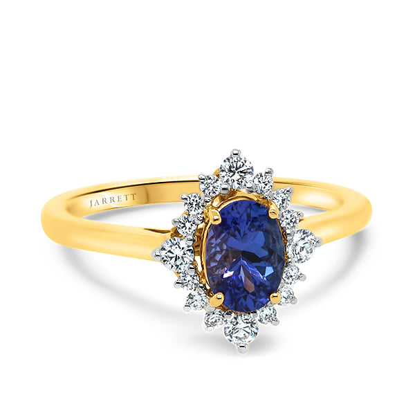 9ct Oval Tanzanite & Diamond Ring