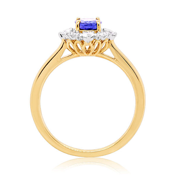 9ct Oval Tanzanite & Diamond Ring