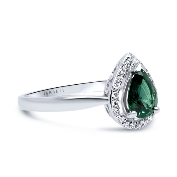 9ct Australian Sapphire & Diamond Halo Ring