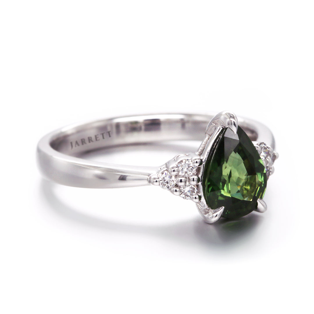 Australian Teal Sapphire & Diamond Ring in 14ct Gold