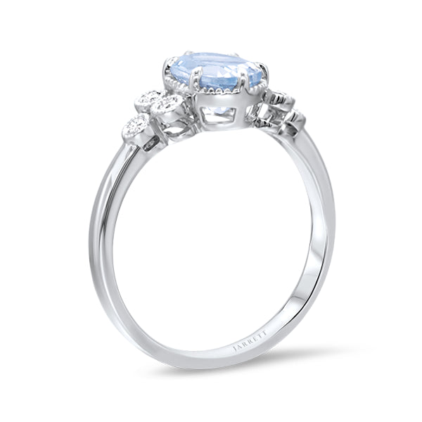 9ct Natural Aquamarine Deco Ring in 9ct Gold