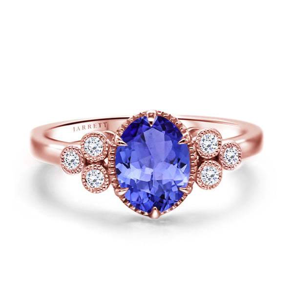 9ct Tanzanite Deco Ring in 9ct Rose Gold