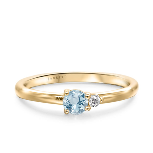 Aquamarine and Diamond Duo Ring in 9ct Gold