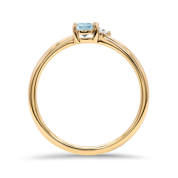 Aquamarine and Diamond Duo Ring in 9ct Gold