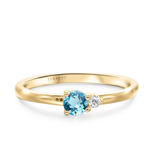 Sky Blue Topaz and Diamond Duo Ring in 9ct Gold