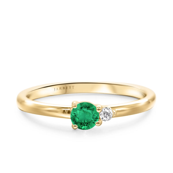 Natural Emerald and Diamond Duo Ring in 9ct Gold