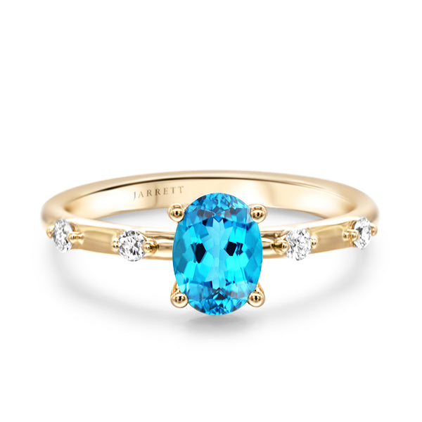 Sky Blue Topaz and Diamond Embers Ring in 9ct Gold