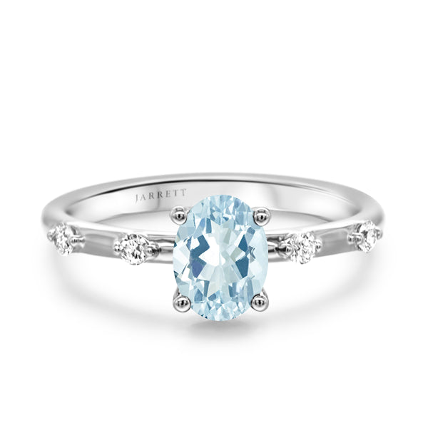 Aquamarine and Diamond Embers Ring in 9ct Gold