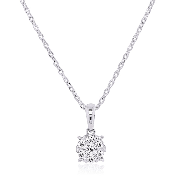 9ct 0.20ct Diamond Cluster Pendant