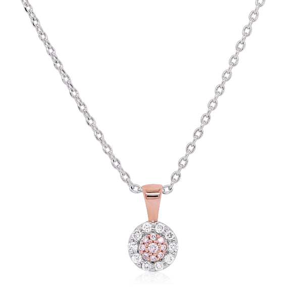 9ct Pink & White Diamond Pendant