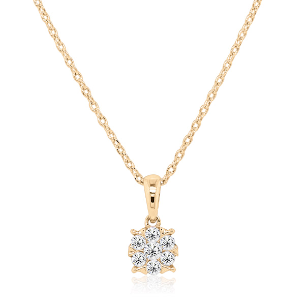 0.20ct Diamond Cluster Pendant in 9ct Gold
