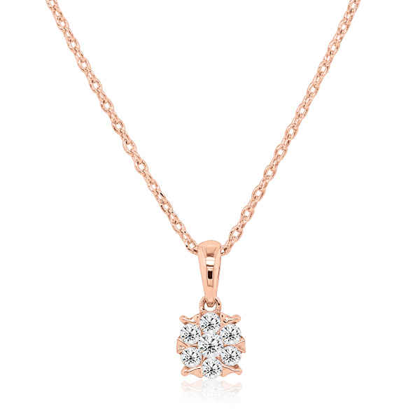 9ct 0.20ct Diamond Cluster Pendant