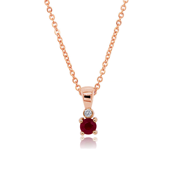 9ct Natural Ruby & Diamond Pendant