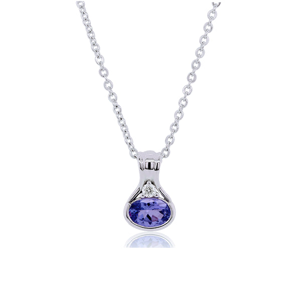 9ct Oval Tanzanite & Diamond Pendant