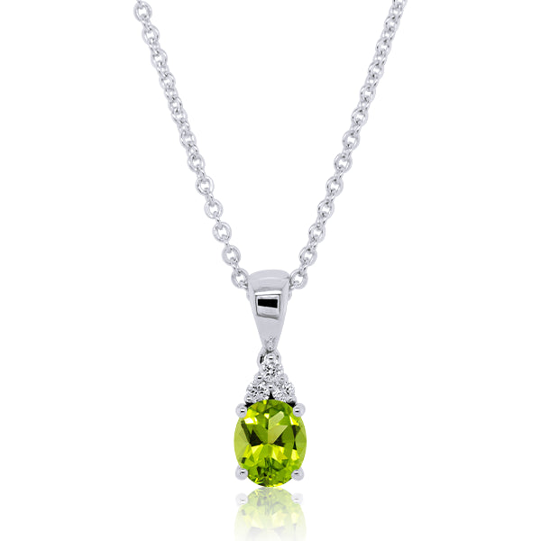 Natural Peridot & Diamond Pendant