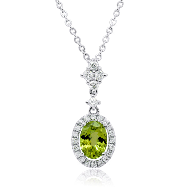 9ct Natural Peridot & Diamond Pendant