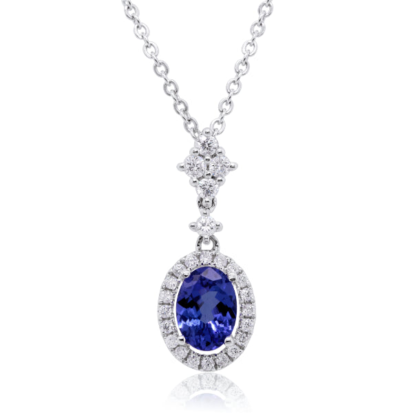 18ct Oval Tanzanite & Diamond Pendant