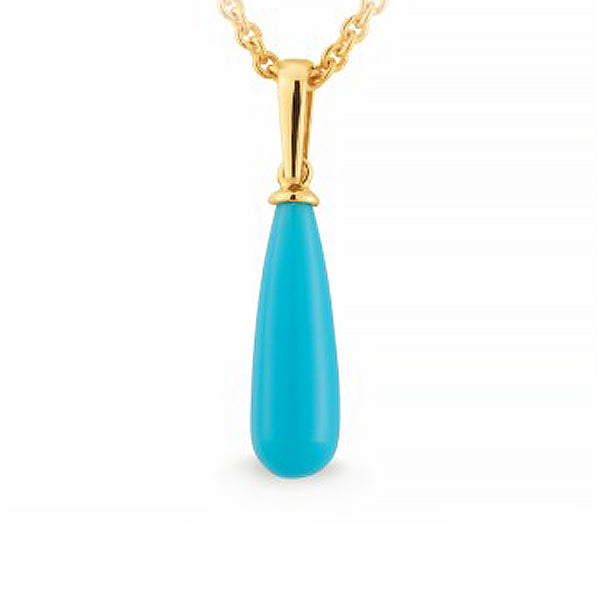 Natural Turquoise Briolette Pendant in 9ct Gold