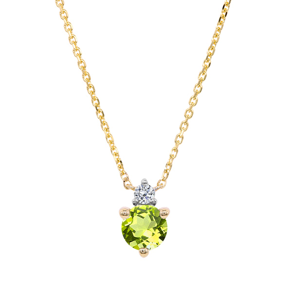 Peridot and Diamond Duo Necklace in 9ct Gold