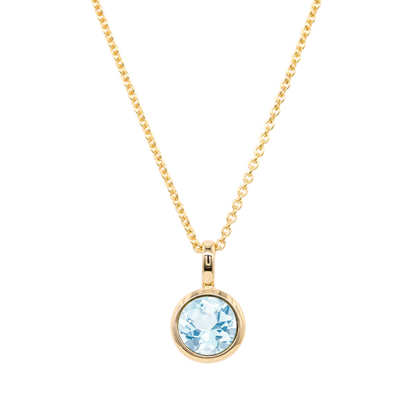 Aquamarine Solo Pendant in 9ct Gold