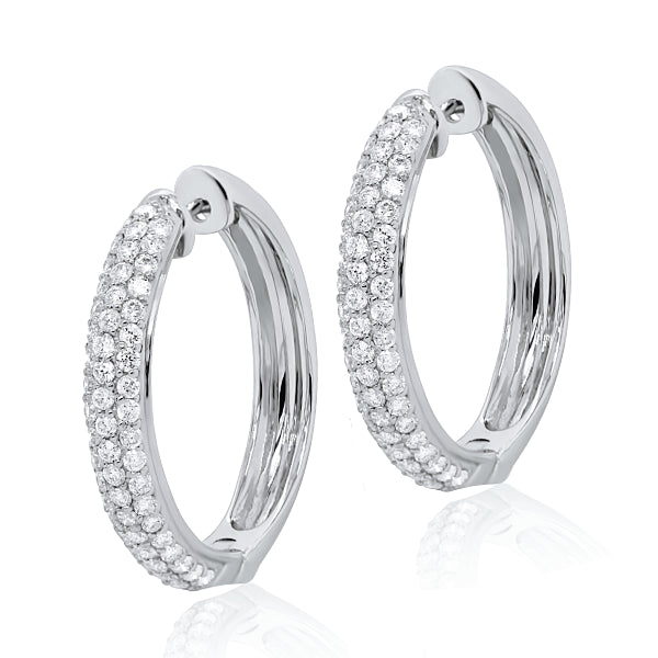 9ct Pave-set 1.10ct Diamond Hoop Earrings