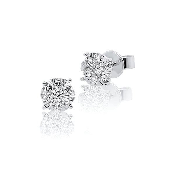 9ct 0.40ct Diamond Cluster Stud Earrings